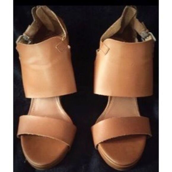 ✨women's brown covered vamp zip back wedge sz 8 sandal✨ - Picture 5 of 8